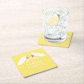 ハッピーイースターの白耳 スクエアペーパーコースター (インサイチュ)