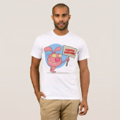 ハッピーイースターの看板を掲げているウサギ Tシャツ (正面フル)