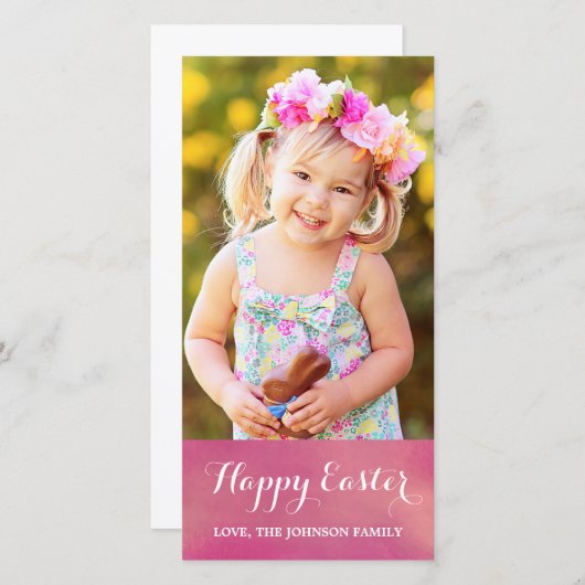 ハッピーイースターの縦の写真カード シーズンカード (正面/裏面)