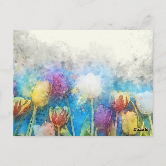 ハッピーイースターの美しいチューリップ ポストカード (裏面)