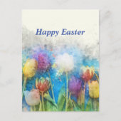 ハッピーイースターの美しいチューリップ ポストカード (正面)