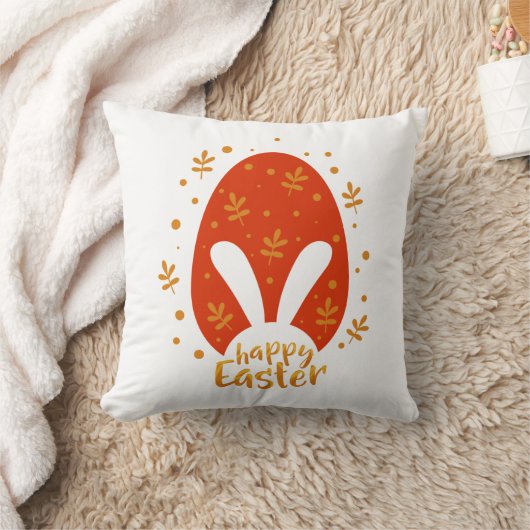 ハッピーイースターの葉日の卵、かわいいイースターバニー クッション (ブランケット)