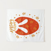 ハッピーイースターの葉日の卵、かわいいイースターバニー タペストリー (正面(横))