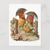 ハッピーイースターの雌鶏のヴィンテージ シーズンポストカード (正面)