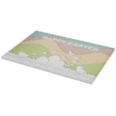 ハッピーイースターの雛と卵のパステルカラー カッティングボード (角)