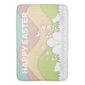ハッピーイースターの雛と卵のパステルカラー バスマット (正面縦)