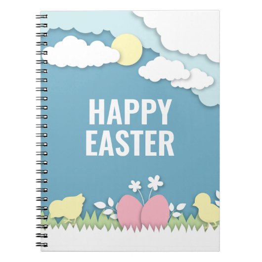 ハッピーイースターの雛と卵の自然 ノートブック (正面)