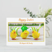 ハッピーイースターの雛と卵パーソナライズされた シーズンカード (スタンド正面)
