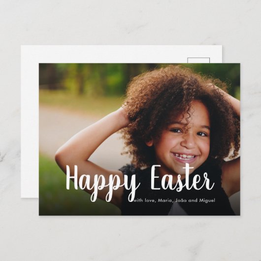 ハッピーイースターの願い写真モダン書撮影ファミリー シーズンポストカード (正面/裏面)