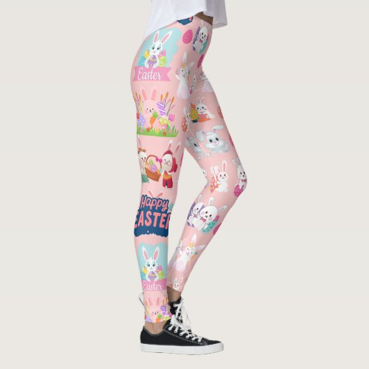 ハッピーイースターの願い – パターおもしろいンバニーイースター レギンス (右)