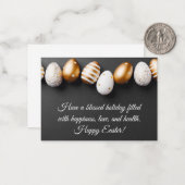 ハッピーイースターの願い、金ゴールドホワイトエッグシック ノートカード (正面/裏面インサイチュ)