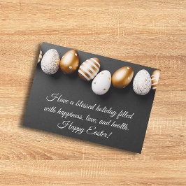 ハッピーイースターの願い、金ゴールドホワイトエッグシック ノートカード