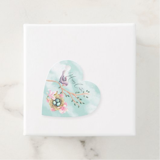 ハッピーイースターの鳥が巣の上の枝に フェイバータグ (インサイチュ)