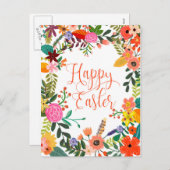 ハッピーイースターはがき明るい花模様 シーズンポストカード (正面/裏面)