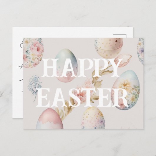 ハッピーイースターはがき（ソフトピンク） ポストカード (正面/裏面)