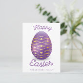 ハッピーイースターはがき(紫の復活祭の卵) シーズンポストカード (スタンド正面)