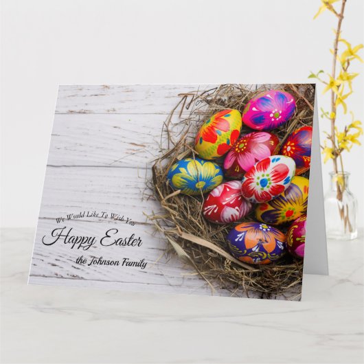 ハッピーイースターは挨拶状を望みます カード (黄色い花)