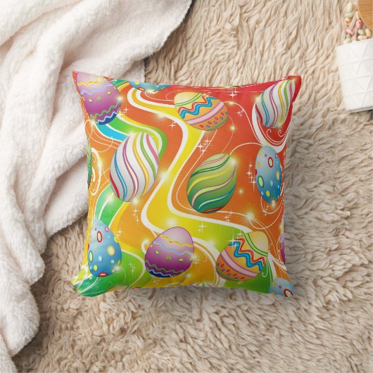 ハッピーイースターは装飾用のデザインに卵を投げつけます クッション (ブランケット)