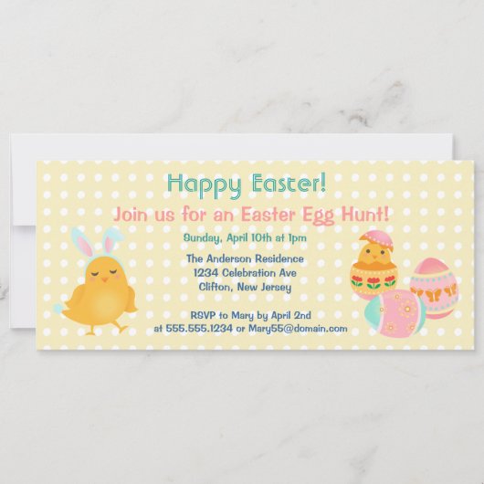 ハッピーイースターひな復活卵狩り招待状 招待状 (正面)