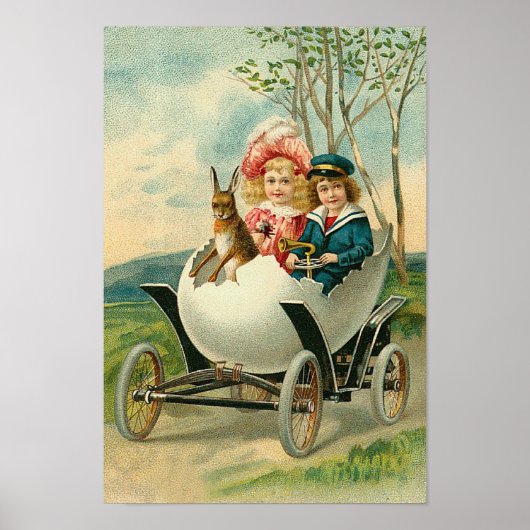 ハッピーイースターへエッグシェルカーヴィンテージ ポスター (正面)