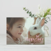 ハッピーイースターへEverbunnyピンク文字カスタムイースター シーズンカード (スタンド正面)