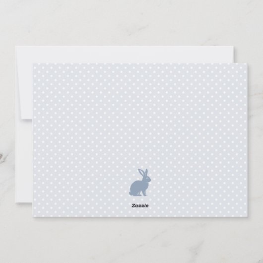 ハッピーイースターほこりっぽい青いカスタムうさぎフォトエッグ シーズンカード (裏面)