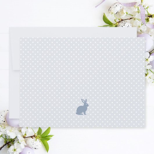 ハッピーイースターほこりっぽい青いカスタムうさぎフォトエッグ シーズンカード