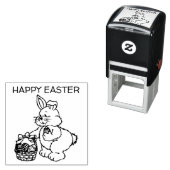 ハッピーイースターまたはテキストかわいいイースターバニー セルフインキングスタンプ (インサイチュ)