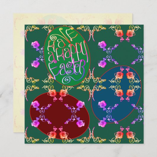 「ハッピーイースターを持つ」エッググリーン空白のカード シーズンカード (正面/裏面)