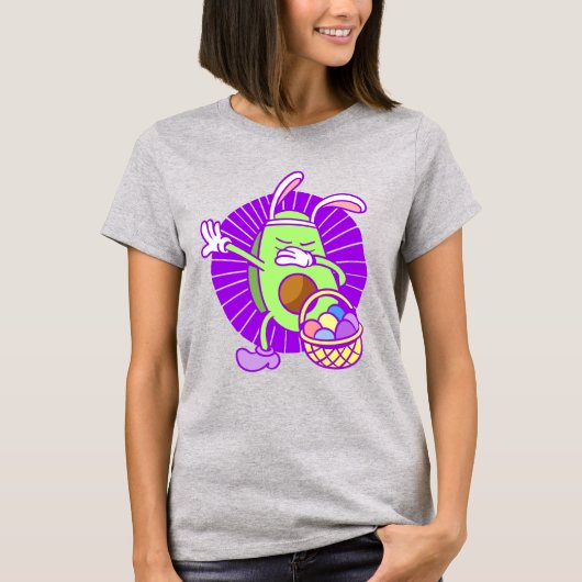 ハッピーイースターアボカドバニーダブおもしろいビング Tシャツ (正面)