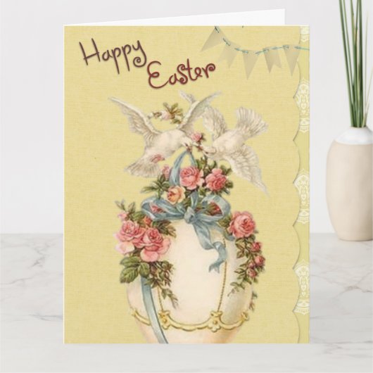 ハッピーイースターアンティーク写真イースターカード カード (正面)