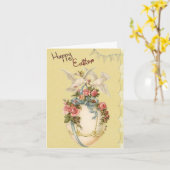 ハッピーイースターアンティーク写真イースターカード カード (黄色い花)