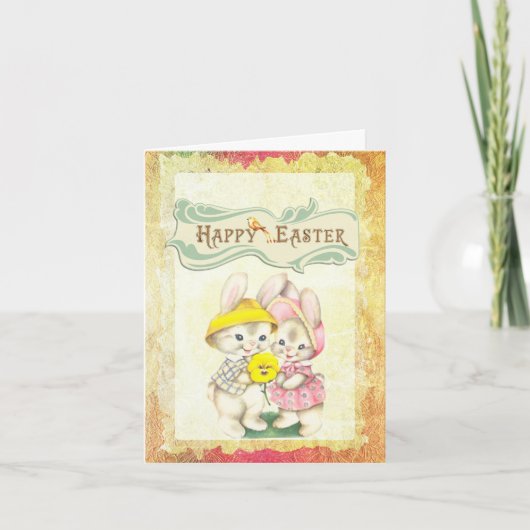 ハッピーイースターアンティーク写真イースターカード カード (正面)