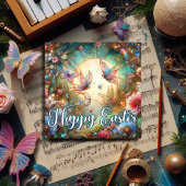ハッピーイースターアールヌーボーステンドグラス蝶 シーズンカード