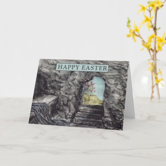 ハッピーイースターイエズイズイザーは水の色を上げた カード (黄色い花)