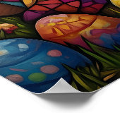 ハッピーイースターイエズステンドグラス ポスター (角)