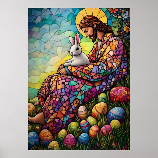 ハッピーイースターイエズステンドグラス ポスター (正面)
