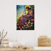 ハッピーイースターイエズステンドグラス ポスター (キッチン)