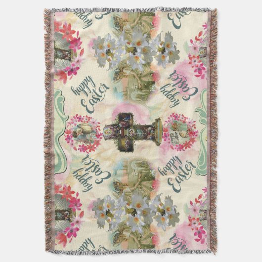 ハッピーイースターイエズス復活エンジェルリース スローブランケット (正面縦)