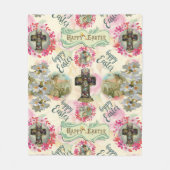 ハッピーイースターイエズス復活エンジェルリース フリースブランケット (正面)