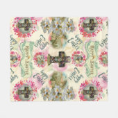 ハッピーイースターイエズス復活エンジェルリース フリースブランケット (正面(横))