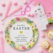 ハッピーイースターイエローダフォディルハート ペーパープレート (パーティー)