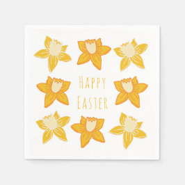 ハッピーイースターイエローダフォディル スタンダードカクテルナプキン