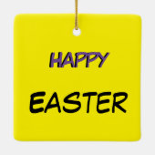 ハッピーイースターイエローチューリップデザインオーナメント セラミックオーナメント (裏面)
