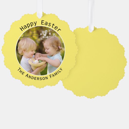 ハッピーイースターイエローフォト装飾 オーナメントカード (正面/裏面)