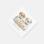 ハッピーイースターイングリッシュブルドッグ スタンダードカクテルナプキン (角)