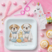 ハッピーイースターイングリッシュブルドッグ ペーパープレート (パーティー)