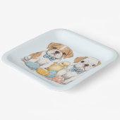 ハッピーイースターイングリッシュブルドッグ ペーパープレート (傾斜あり)