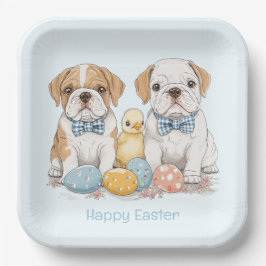ハッピーイースターイングリッシュブルドッグ ペーパープレート