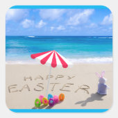 ハッピーイースターイン砂海岸熱帯ビーチ スクエアシール (正面)